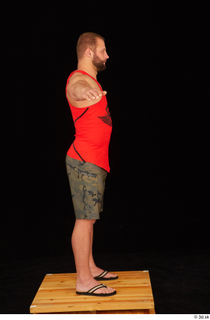 Dave camo shorts red tank top sandals standing t poses…